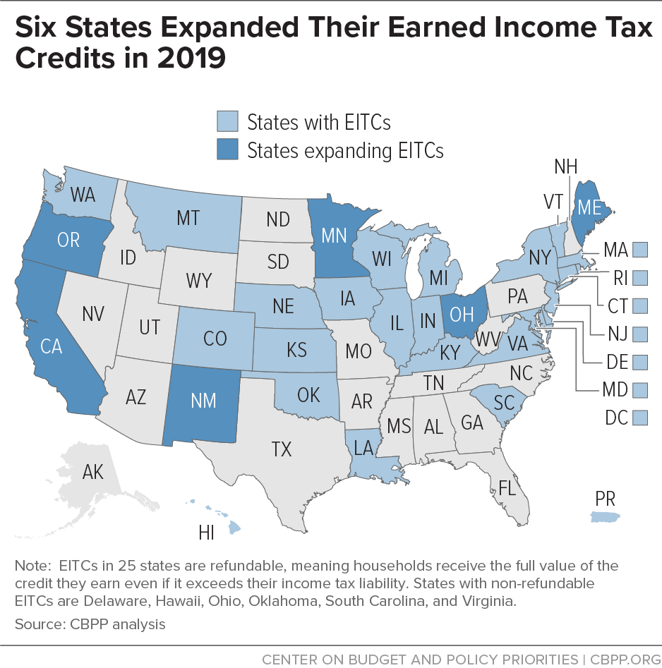 Six States Expanded Their Earned Income Tax Credits in 2019
